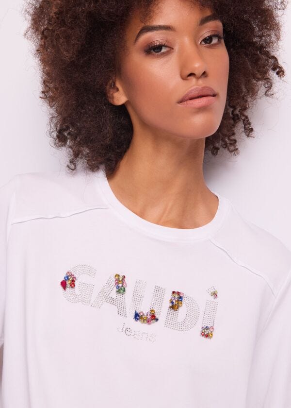 T-shirt blanc en coton pour femme