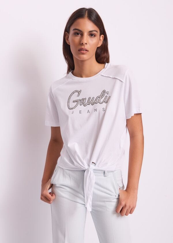 Camiseta blanca de algodón para mujer Gaudì Jeans