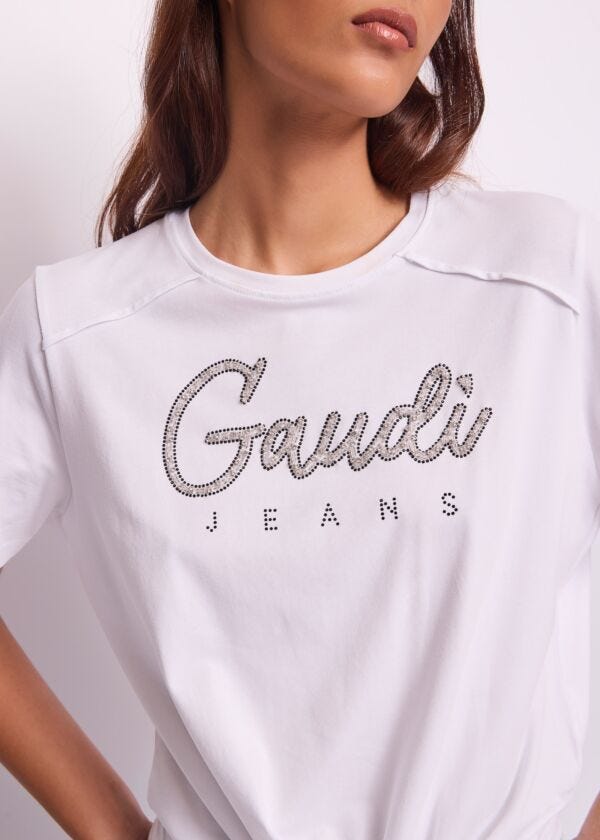 Camiseta blanca de algodón para mujer