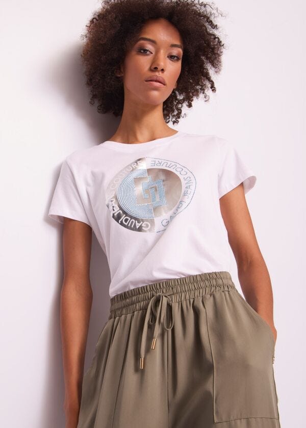 Camiseta blanca de algodón para mujer Gaudì Jeans