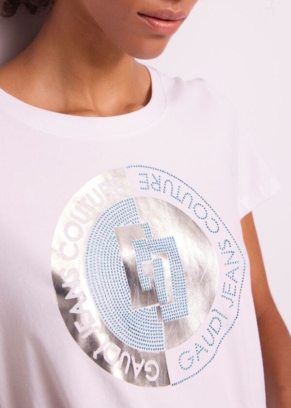 Camiseta blanca de algodón para mujer