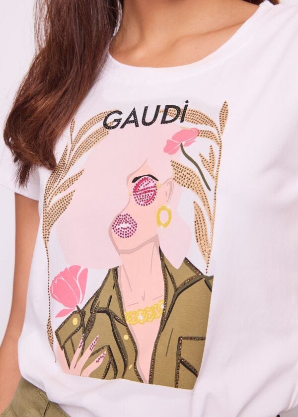Camiseta blanca de algodón para mujer