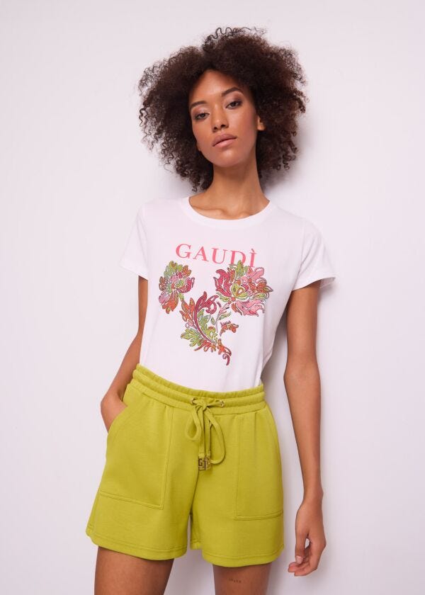 Women's white cotton T-shirt Gaudì Jeans