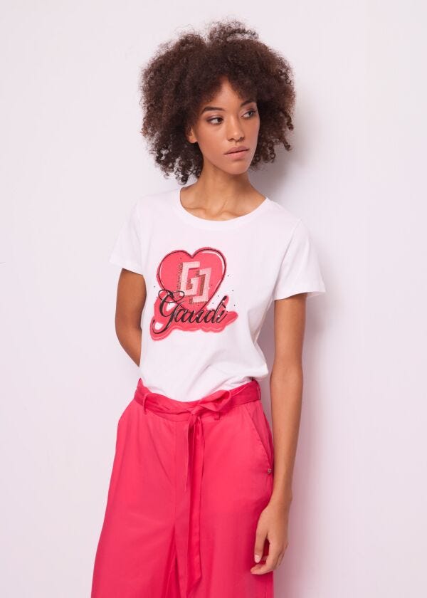 T-shirt blanc en coton pour femme Gaudì Jeans