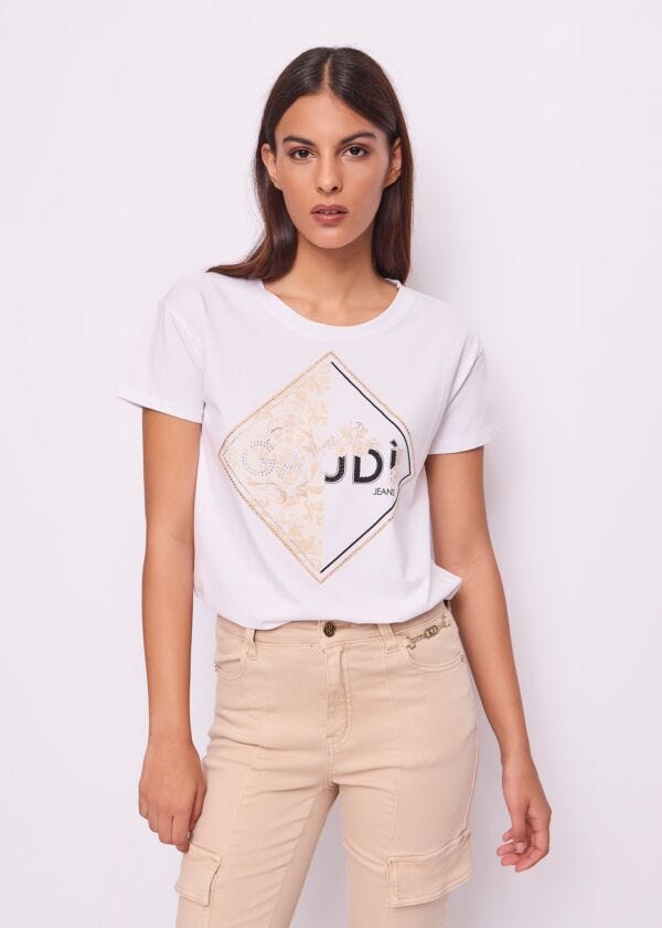 T-shirt blanc en coton pour femme Gaudì Jeans