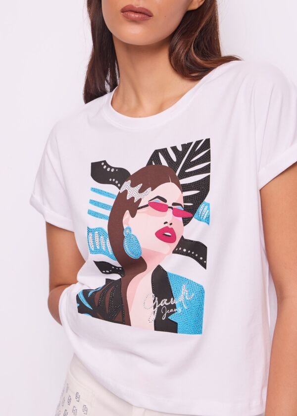 T-shirt blanc en coton pour femme