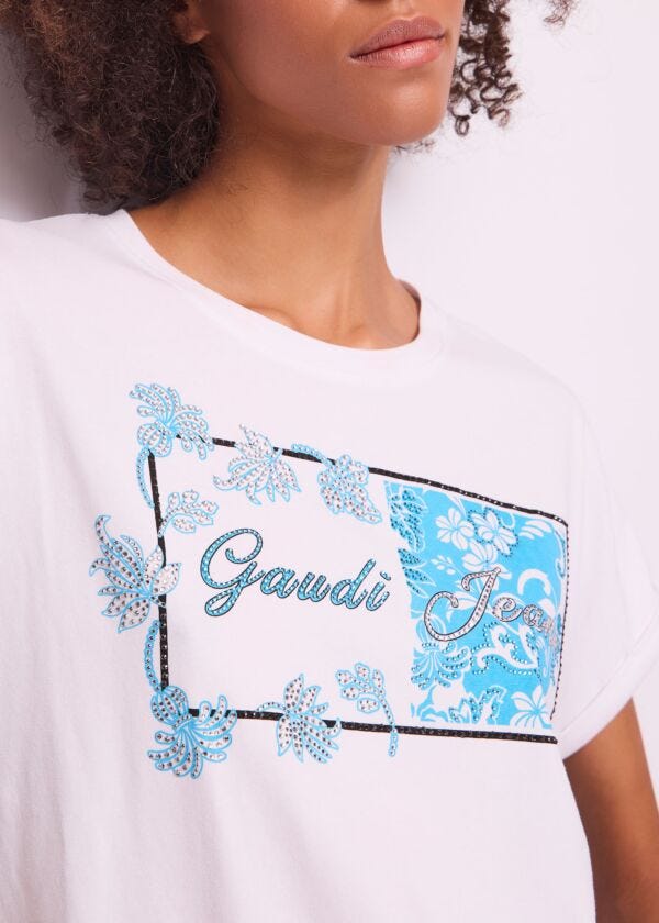 T-shirt blanc en coton pour femme