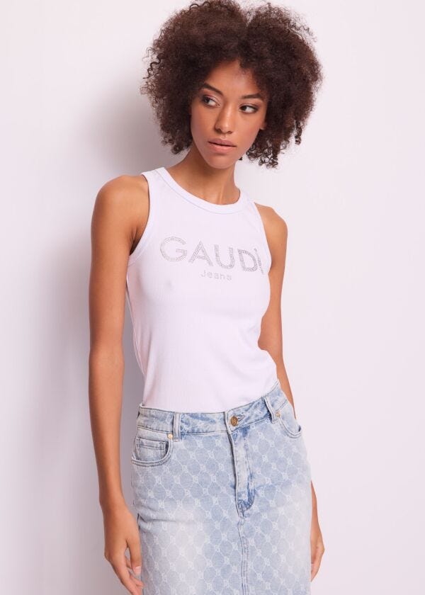 Top blanc en coton pour femme Gaudì Jeans