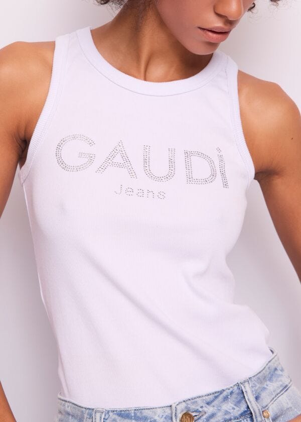 Top blanc en coton pour femme