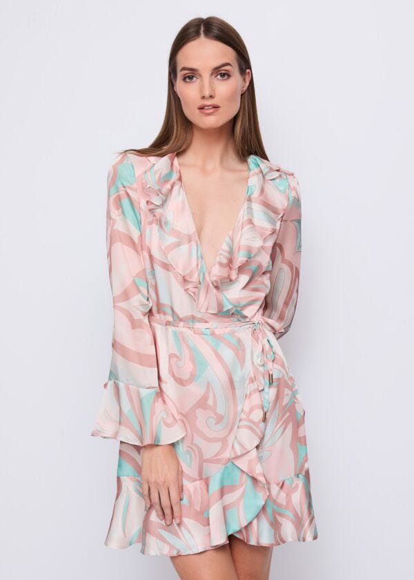 Abito da donna con scollo a V e rouches Gaudì Fashion