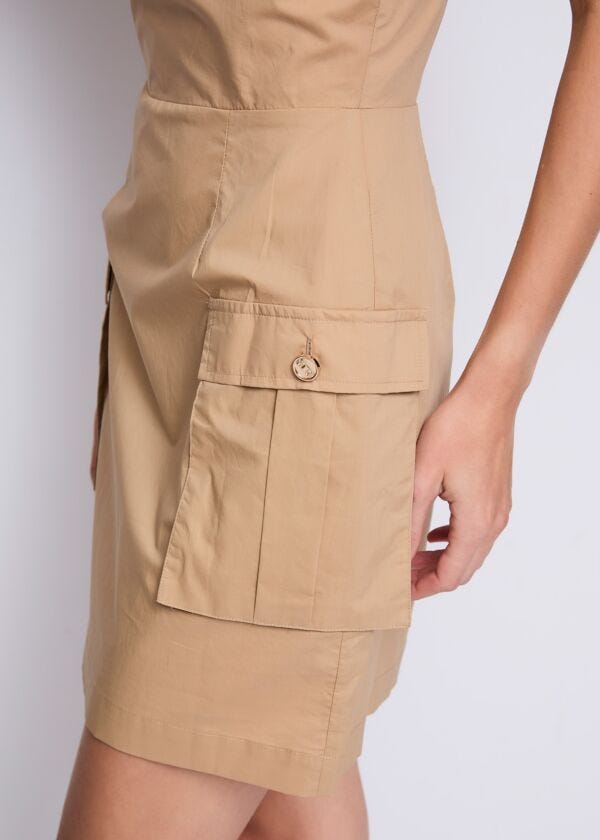Vestido beige de algodón para mujer