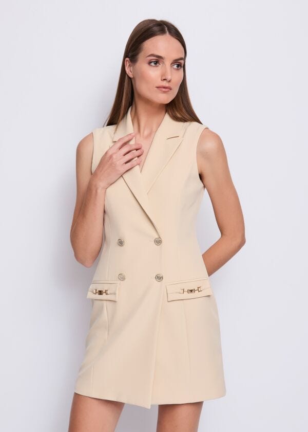 Abito da donna beige con collo a revers Gaudì Fashion