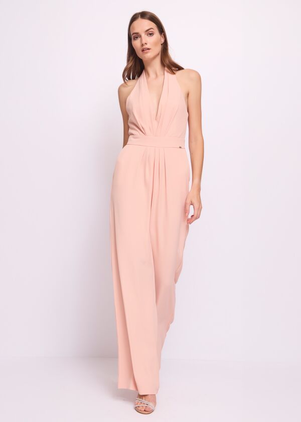 Combinaison rose en crêpe cady pour femme