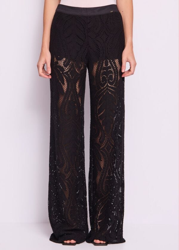 Pantalon noir en dentelle pour femme Gaudì Fashion