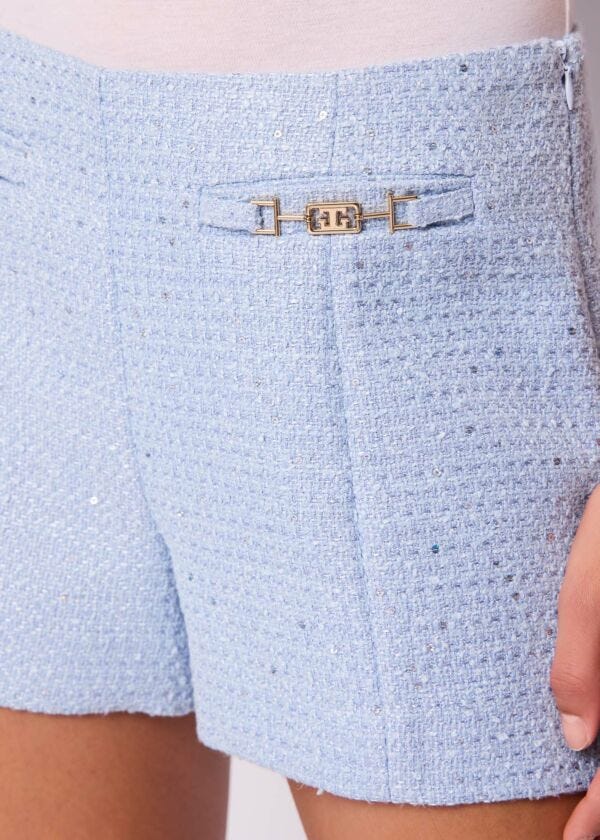 Shorts da donna azzurri con paillettes