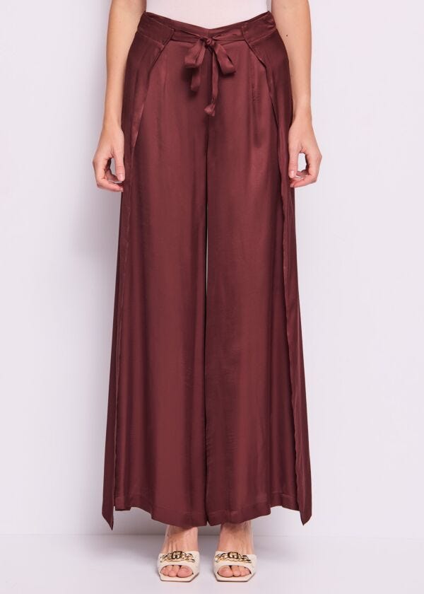 Pantalon marron en satin pour femme Gaudì Fashion