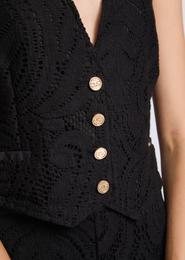 Gilet noir en dentelle pour femme
