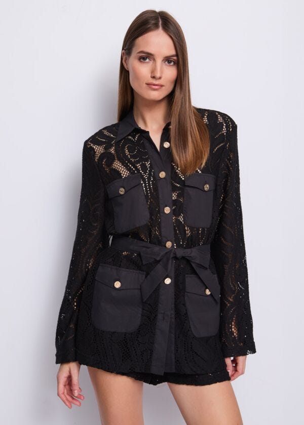 Chaqueta negra de encaje para mujer Gaudì Fashion