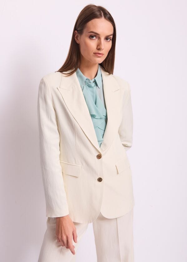 Women's white linen-blend blazer Gaudì Fashion