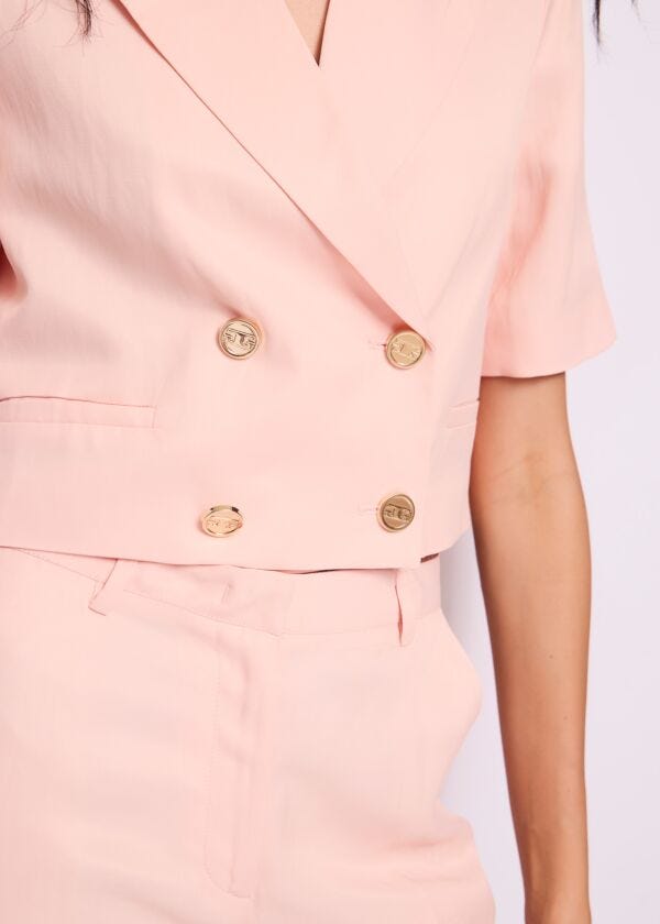 Veste rose en lin mélangé pour femme