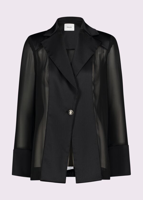 Blazer en georgette y raso para mujer