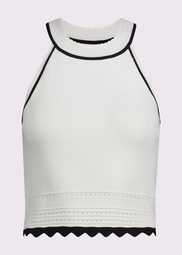 Top blanc en maille pour femme