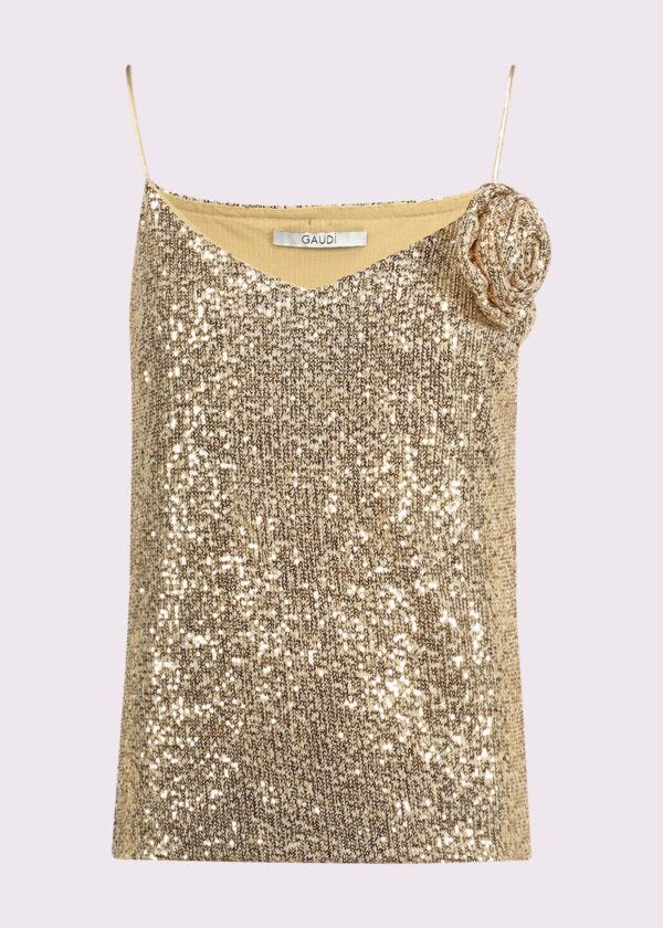 Top da donna con spilla fiore