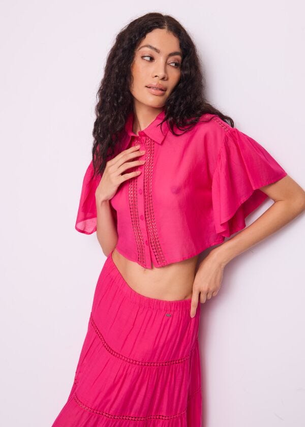 Chemise fuchsia en coton pour femme Gaudì Fashion