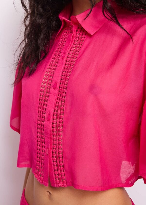 Chemise fuchsia en coton pour femme