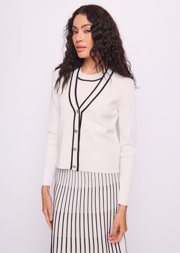 Cárdigan blanco de hilo para mujer