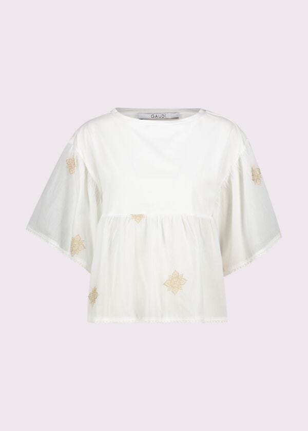 T-shirt da donna bianca con ricami Gaudì Fashion
