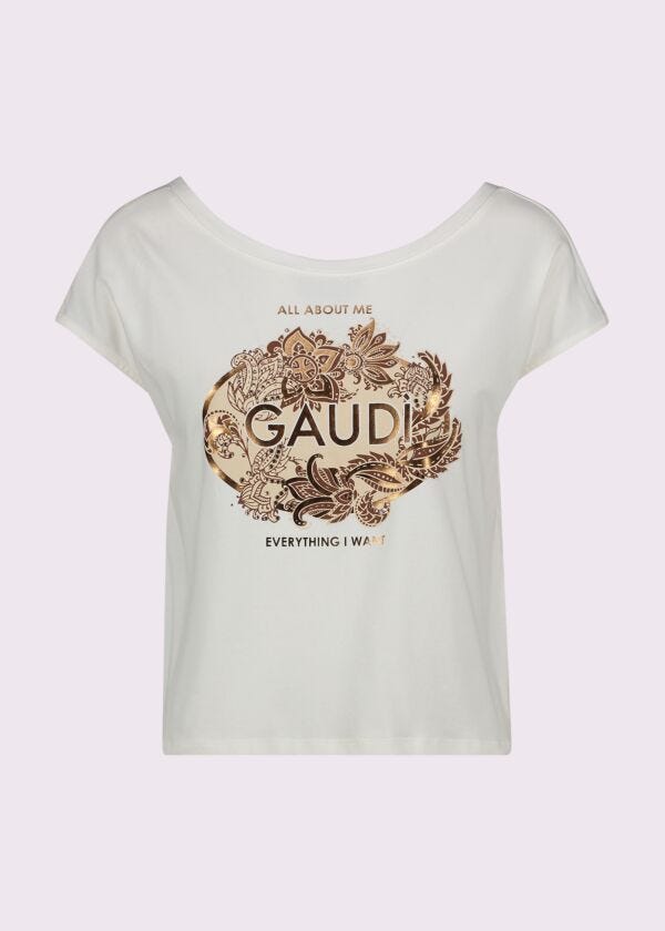 Top da donna bianco con logo Gaudì Fashion