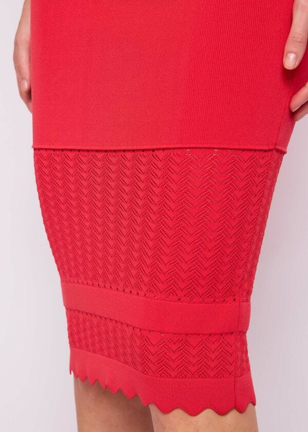 Red knit pencil skirt