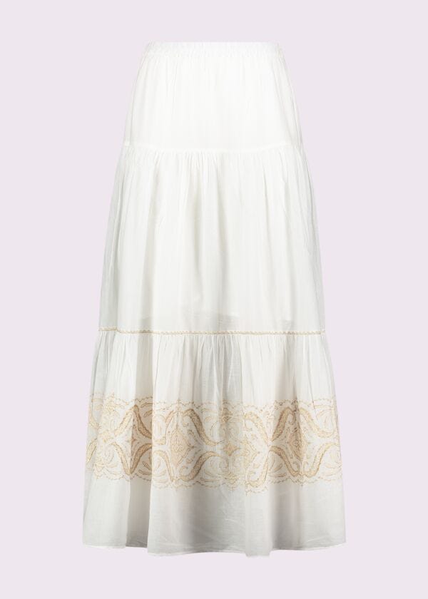 Falda blanca de algodón con bordados Gaudì Fashion