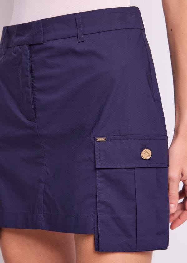 Minigonna cargo blu in popeline