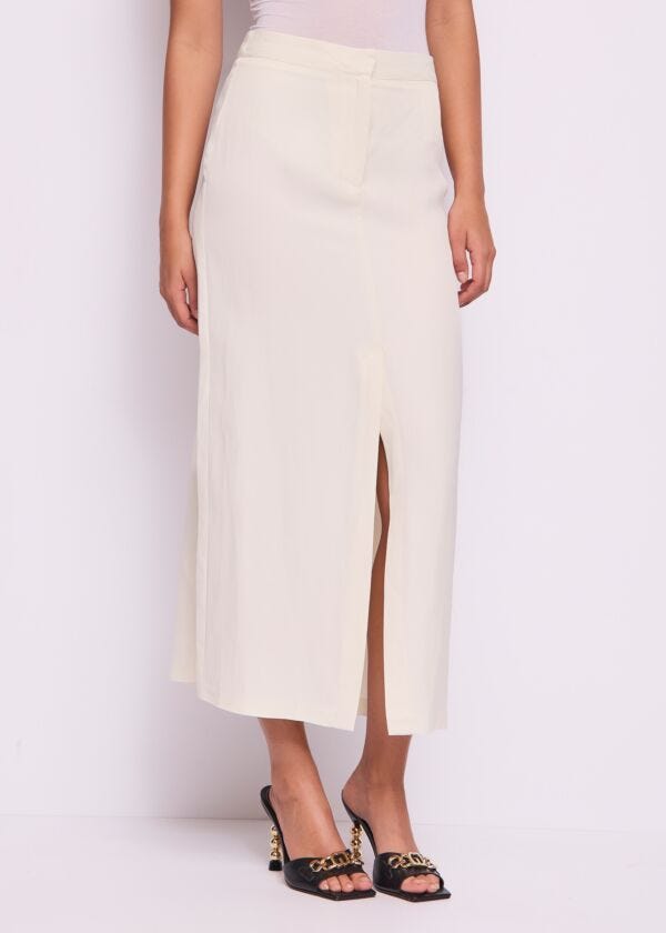 Long white linen-blend skirt Gaudì Fashion