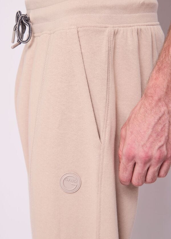 Beige cotton joggers