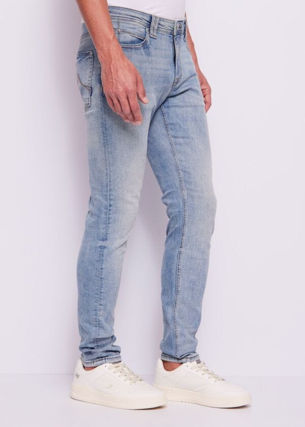 Men's slim worn-effect cotton jeans
