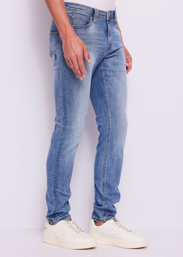 Men's slim worn-effect cotton jeans