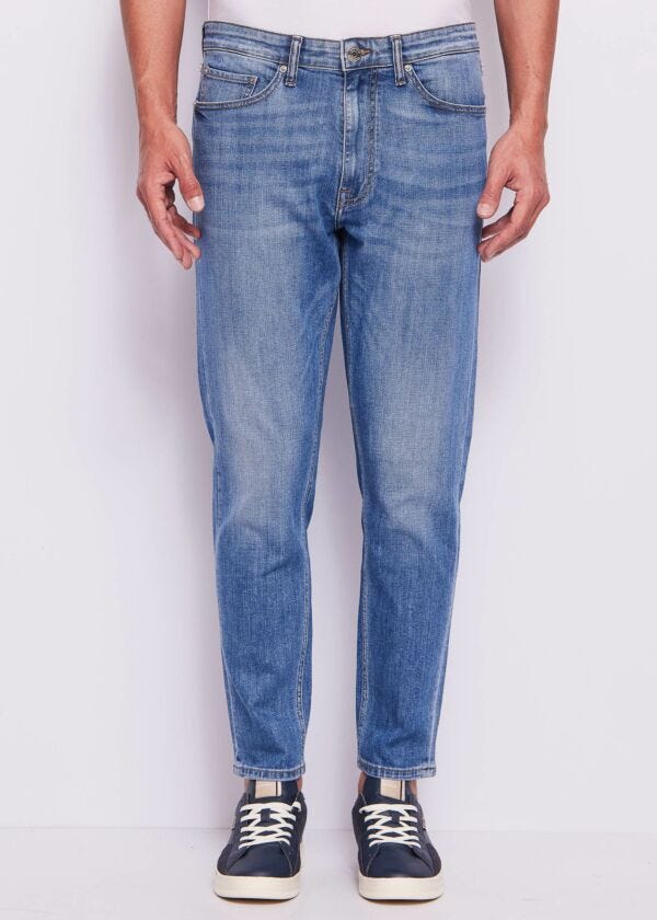 Men's tapered worn-effect cotton jeans Gaudì Man