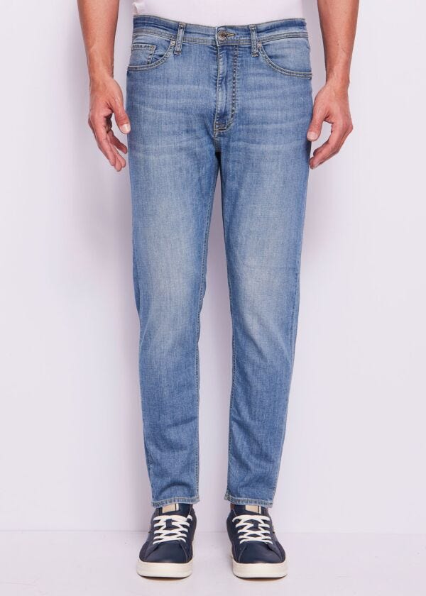 Men's tapered worn-effect cotton jeans Gaudì Man