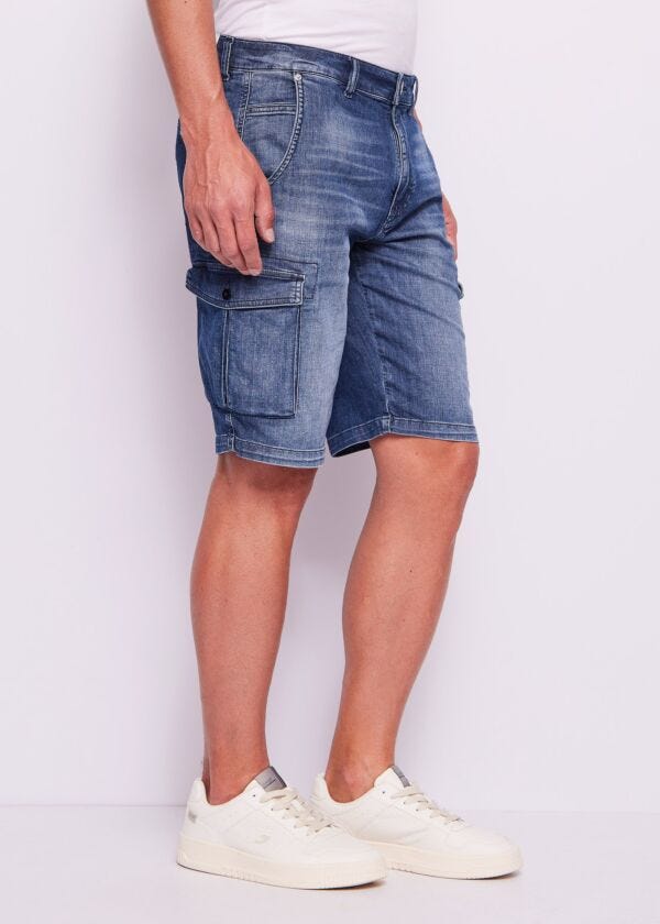 Men's denim cargo shorts