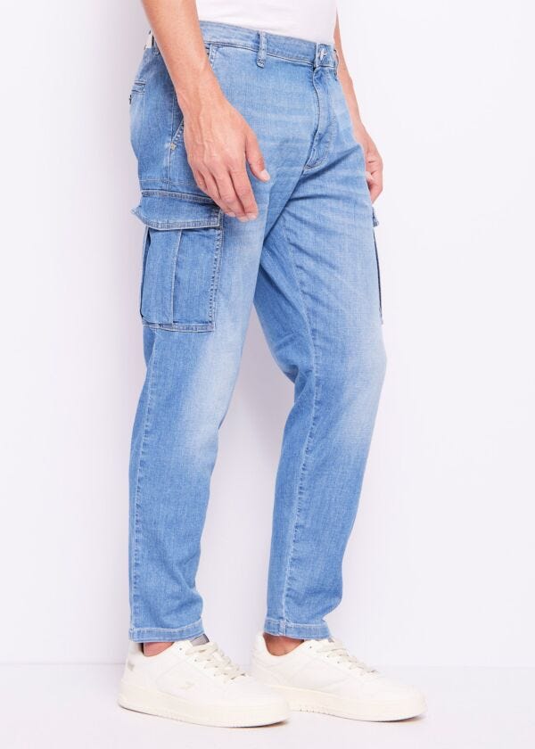 Men's denim cargo jeans