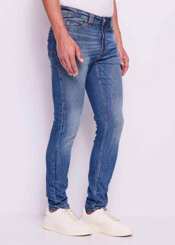 Men's slim worn-effect cotton jeans