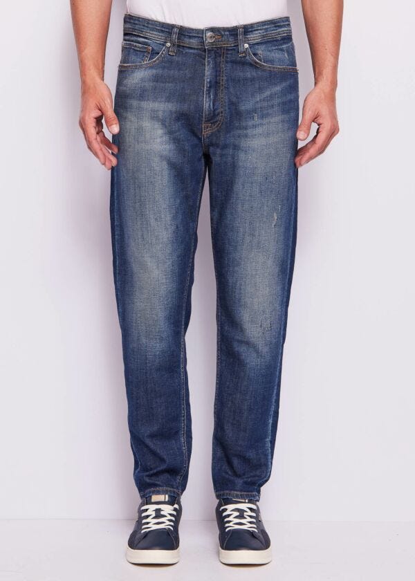 Men's tapered worn-effect cotton jeans Gaudì Man