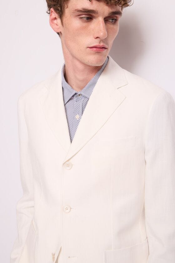 Blazer bianco da uomo in cotone