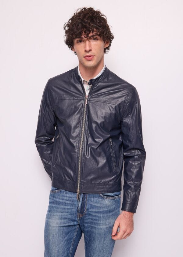 Giacca biker blu da uomo Gaudì Uomo