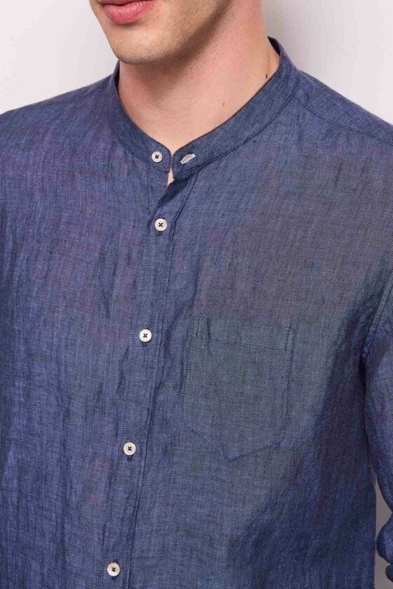 Men's blue linen shirt
