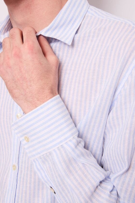 Camicia da uomo in cotone a righe