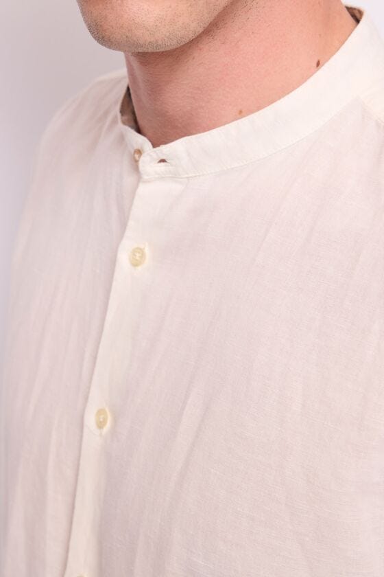 Camicia bianca da uomo in lino
